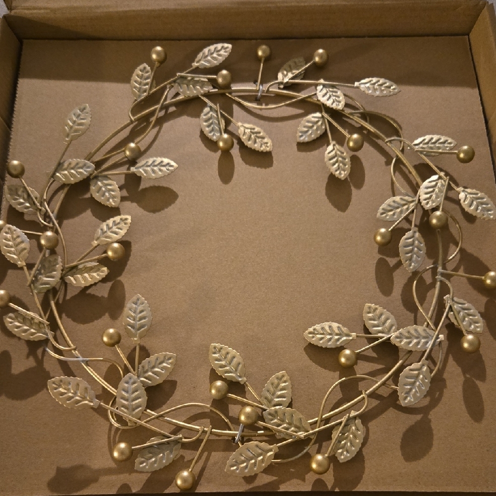 Golden Berry Metal Wreath